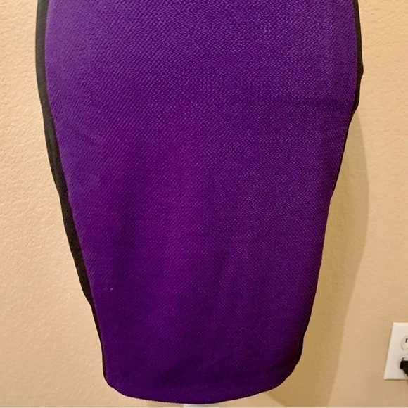 NWT Bodycon Dress Small Fashionomics Purple Black Color Block Ruffled Color Slvs - Picture 6 of 15